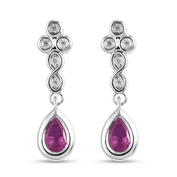 Premium Ilakaka rosa Saphir und Zirkon-Ohrringe, 925 Silber platiniert (Fissure gef&uuml;llt) ca. 1,22 ct