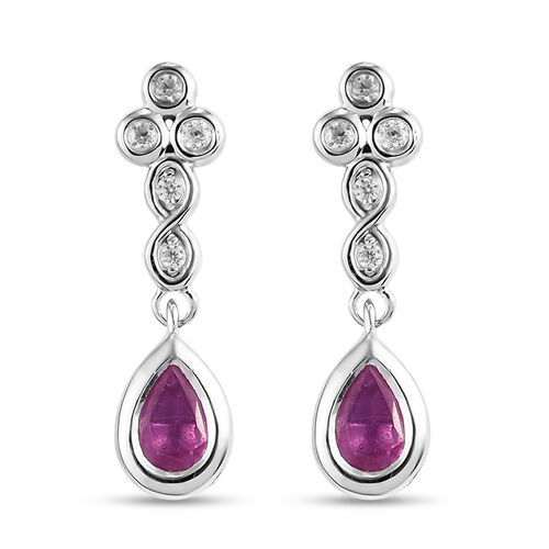 Premium Ilakaka Rosa Saphir und Zirkon Ohrhänger 925 Silber platiniert (Fissure gefüllt)   image number 0