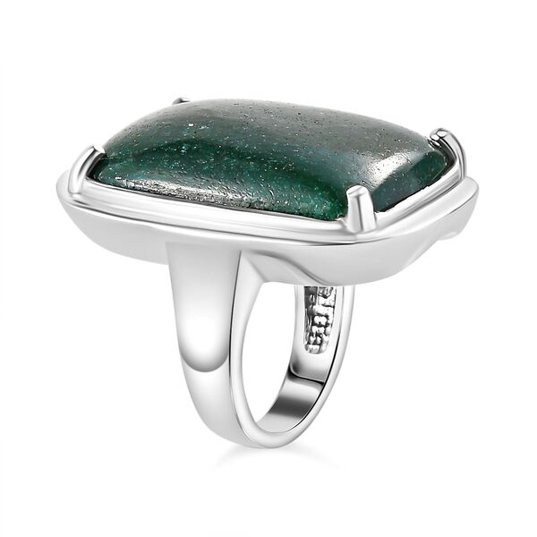 Grüner Aventurin Ring, Edelstahl (Größe 20.00) ca. 26.52 ct image number 5