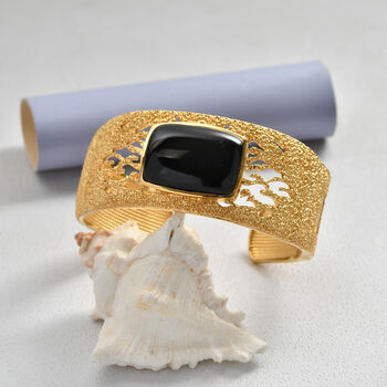 EverTrue AA schwarzer Glasachat 19cm Armreif - 32,68 ct.