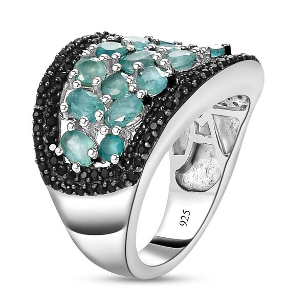 AA Grandidierit und schwarzer Spinell-Cluster-Ring in Silber image number 5