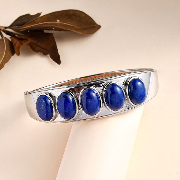 Lapislazuli Armreif ca. 19 cm Edelstahl ca. 39.41 ct image number 2