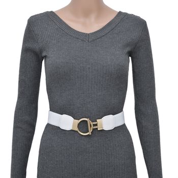 Modischer G&uuml;rtel mit Metallschnalle, Gr&ouml;&szlig;e 4x75 cm, gewebt, Wei&szlig;