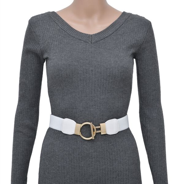 Modischer G&uuml;rtel mit Metallschnalle, Gr&ouml;&szlig;e 4x75 cm, gewebt, Wei&szlig;