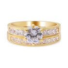 LUSTRO STELLA - 2er- Set Zirkonia Ring 925 Silber vergoldet (Größe 16.00) ca. 5,57 ct