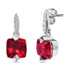 Magenta Rosa Quarz Triplette, weißer Zirkon Ohrringe, 925 Silber platiniert ca. 5.19 ct