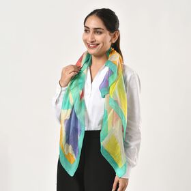 Geschmeidiger, luxuriöser 100% Seidenschal, 100 x 100 cm, Türkis