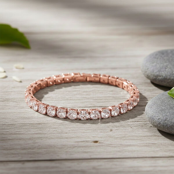 Wei&szlig;es Zirkonia 19cm Armband in Ros&eacute;goldton image number 2