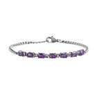 Afrikanisches Amethyst Armband, ca. 19 cm, Edelstahl, ca. 2.81 ct