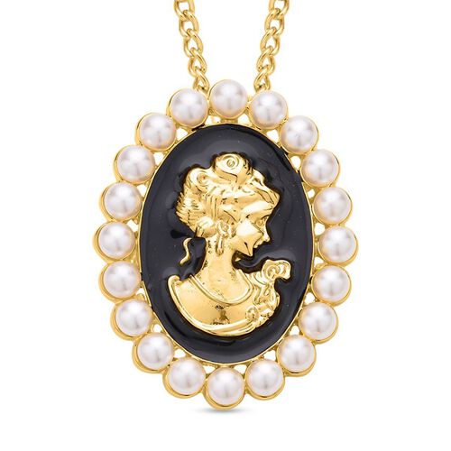 Kamee Kette und Brosche mit simulierten Perle, 15 Ct. image number 0