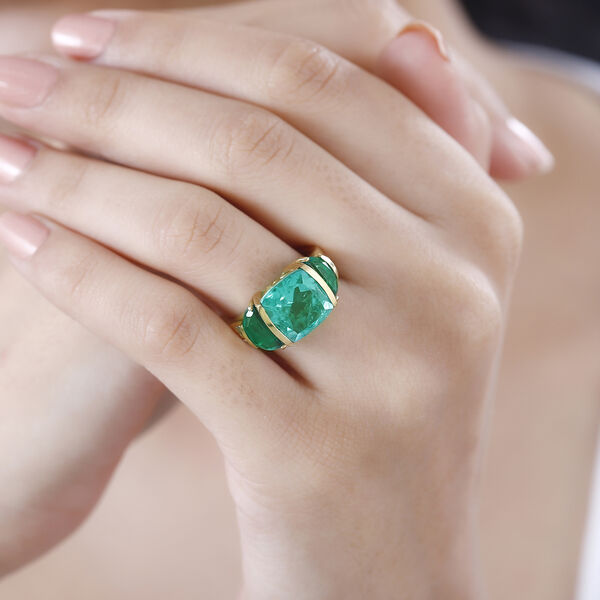 Smaragd Triplett Quarz Ring - 7,21 ct. image number 3