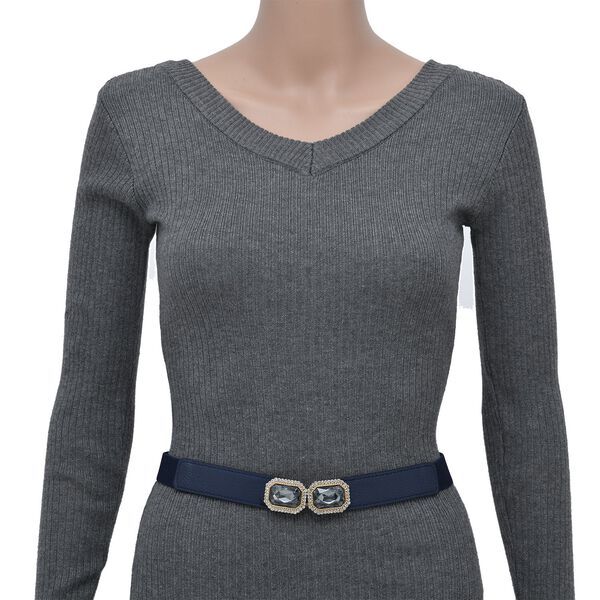 Modischer G&uuml;rtel mit Metallschnalle, Gr&ouml;&szlig;e 4x75 cm, gewebt, Dunkelblau