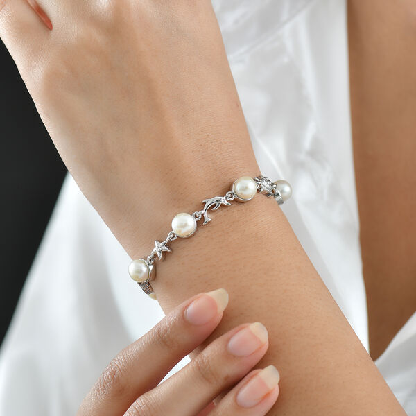 EverTrue S&uuml;&szlig;wasserperle 50cm Halskette und 19cm Armband in Silberton image number 10