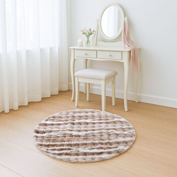 Bubble Kunstfell Teppich, rund, mit Schaumstoffr&uuml;cken, 120 cm Durchmesser, Beige