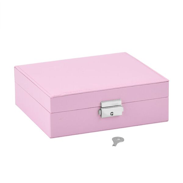 Schmuck Aufbewahrungsbox mit Haken, abschlie&szlig;bar mit Schl&uuml;ssel, 6 F&auml;cher, 19x17x6,8cm, Rosa image number 7