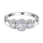Moissanit Ring, 925 Silber platiniert, (Größe 19.00) ca. 0.98 ct