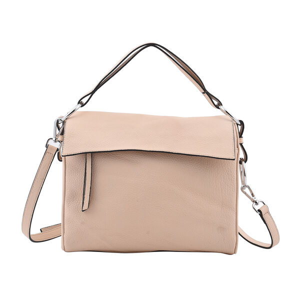 Crossbody Tascheaus echtem Leder, Gr&ouml;&szlig;e 24x9x18 cm, Beige