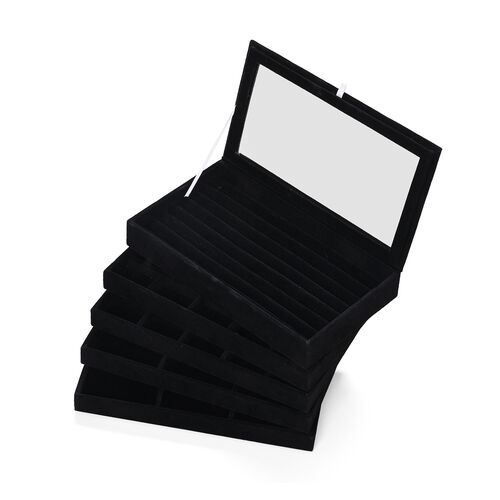 5-lagige stapelbare 26x15x14,5 cm Schmuckbox mit 5 Silber-Poliertüchern, Schwarz image number 0
