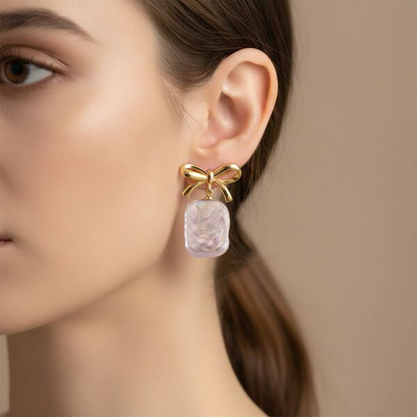 Mehrfarbige Keshi Perle Ohrringe Nickelfreies Messing Standard 15.00 ct image number 2