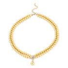 2er-Set- goldene, simulierte Perlen und Champagner-Kristall-Halskette 50 cm und Ohrringe image number 2