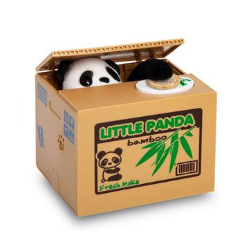 M&uuml;nzstehlende Panda Spardose, Gr&ouml;&szlig;e 12x10x9 cm, 2xAA (Batterien nicht inkl.)
