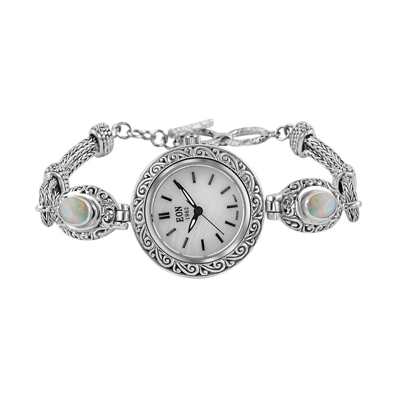 Royal Bali Kollektion - natürliche, äthiopische Opal-Uhr in Silber, 19 cm, 1,66 ct. image number 0