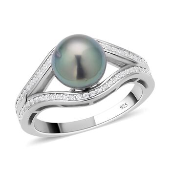 Tahiti Perle und Zirkon-Ring