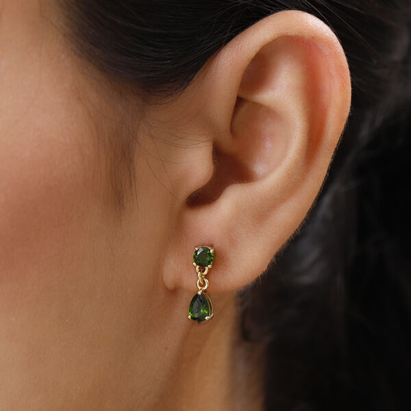 Nat&uuml;rlicher Chromdiopsid Ohrh&auml;nger 925 Silber vergoldet ca. 1,49 ct&nbsp; image number 3