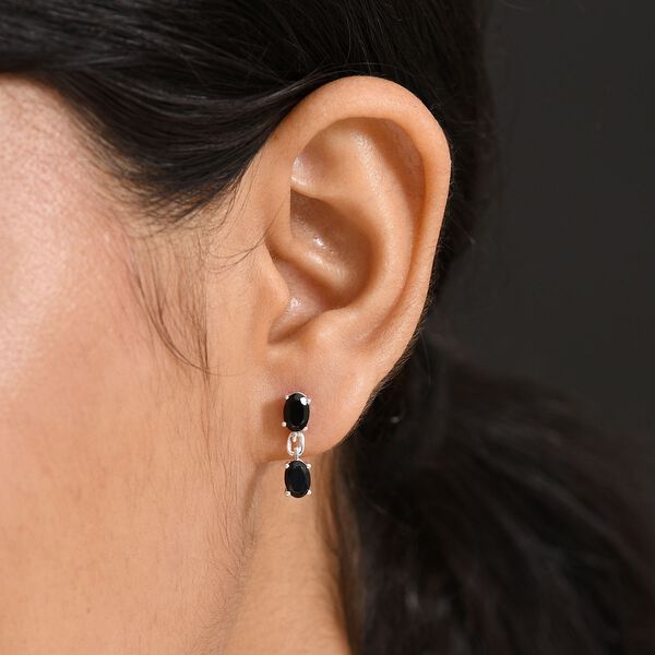 Schwarze Spinell-Ohrhänger, 925 Silber ca. 2,40 ct  image number 3