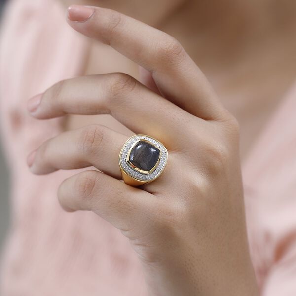 AA goldglänzender Mondstein und Zirkon-Ring image number 3