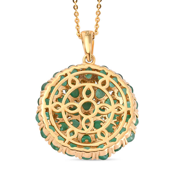 Kagem sambischer Smaragd-Anhänger mit Kette, ca. 50 cm, 925 Silber vergoldet ca. 6.20 ct image number 5