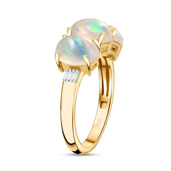 AA Nat&uuml;rlicher, &auml;thiopischer Welo Opal, Wei&szlig;er Diamant Ring, 925 Silber 750 Gelbgold Vermeil (Gr&ouml;&szlig;e 20.00) ca. 2.34 ct image number 6