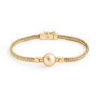 Royal Bali - AAA Goldene Südsee Perle (11-12mm), Lab Grown Diamant, Tulang Naga Armband ca. 20 cm, 925 Silber 916 Gelbgold Vermeil