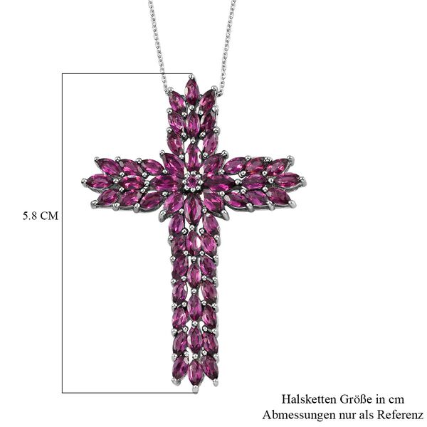 Rhodolith Granat Kreuz-Anhänger, 925 Silber platiniert ca. 9.96 ct image number 6