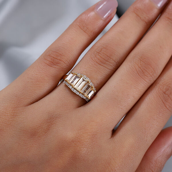 Kaiserlicher Topas und Zirkon Ring 925 Silber 585 Vergoldet image number 3