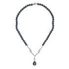 Pfaufarbene Muschelkernperlen-Halskette ca. 50 cm