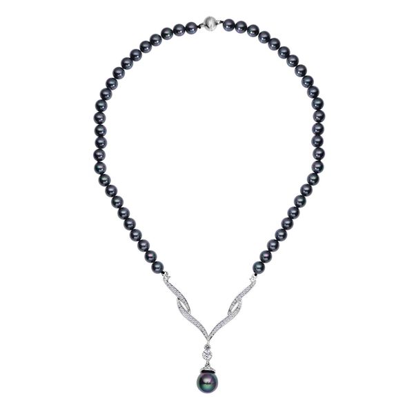 Pfaufarbene Muschelkernperlen-Halskette ca. 50 cm image number 0