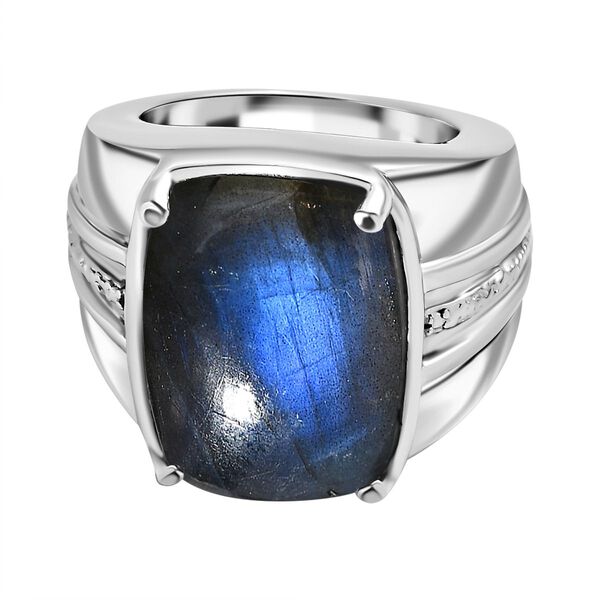 AAA Labradorit Ring 316L Edelstahl (Gr&ouml;&szlig;e 18.00) ca. 14.04 ct