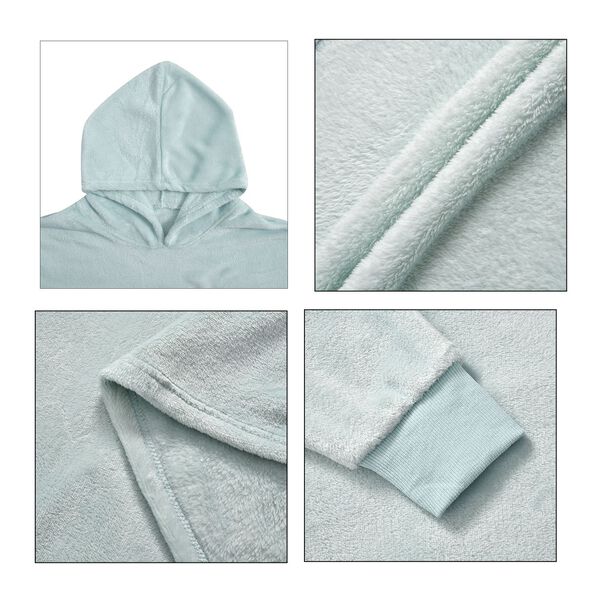 Flauschiger Flanell Hoodie mit großer Tasche, 96x89cm, hellgrün image number 7