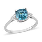 AAAA Kambodschanischer, blauer Zirkon und Diamant-Ring, I2 G-H, 585 Weißgold  ca. 3,00 ct image number 0