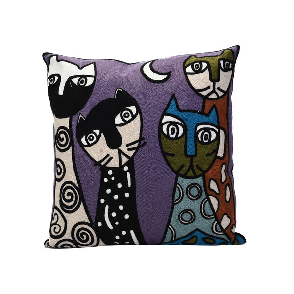 Kissenbezug mit Stickerei und Reißverschluss, Größe: 43x43cm, Lila image number 5