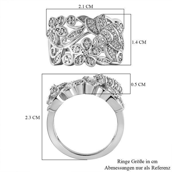 ALLORO von der Natur inspirierter, platinierter Silberring image number 11