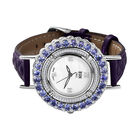 Tansanit, Moissanit Uhren 19 cm Edelstahl platiniert ca. 6,68 ct.