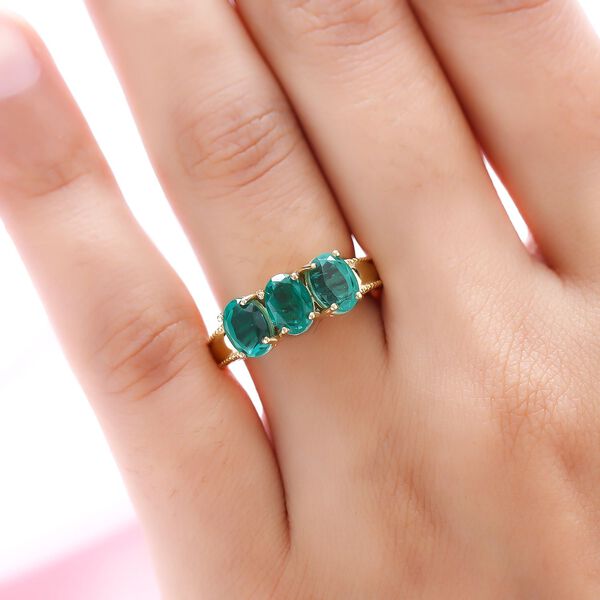 Smaragd-Triplett-Quarz Ring, 925 Silber vergoldet  ca. 3,25 ct image number 3