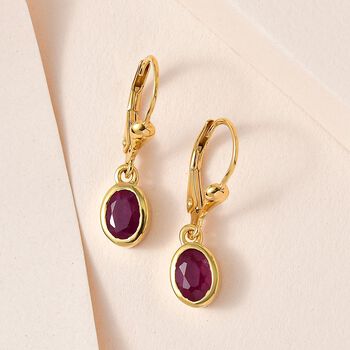 Afrikanischer Rubin (Fissure gef&uuml;llt) Ohrringe, 925 Silber vergoldet ca. 2.25 ct