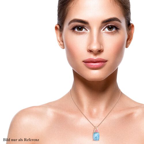 Jardin Kollektion - Larimar und rosa Perlmutt-Anhänger mit Kette, 925 Silber rosévergoldet ca. 10,39 ct image number 1