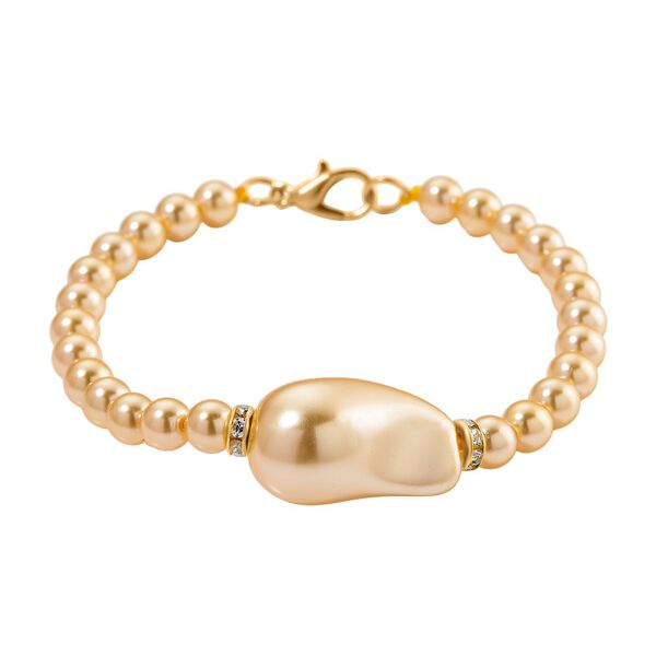 3er Set Goldene Muschelkernperlen-Schmuckstücke, bestehend aus Armband (ca. 19 cm) und zwei Halsketten (ca. 40 cm und 50 cm), gelb vergoldet image number 6