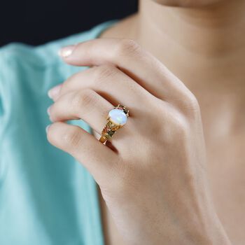 AA nat&uuml;rlicher, &auml;thiopischer Welo Opal, Zirkon und Multi-Turmalin-Ring - 2,70 ct.