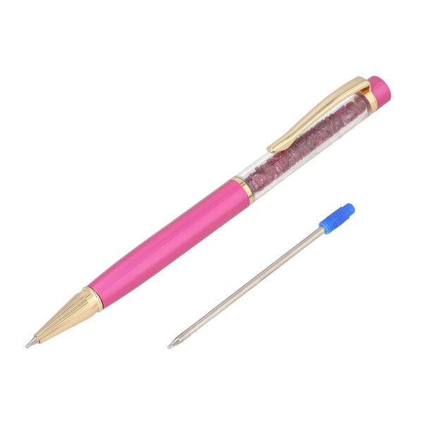 Premium Kollektion - Echter Rubin-Kugelschreiber mit extra Mine und Schlüsselanhänger image number 2