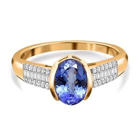 AAA Tansanit und Diamant Ring in 585 Gelbgold - 1,60 ct.